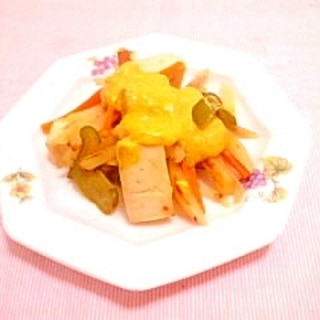 ヨーグルトソース添え♪高野豆腐と野菜の炒め物